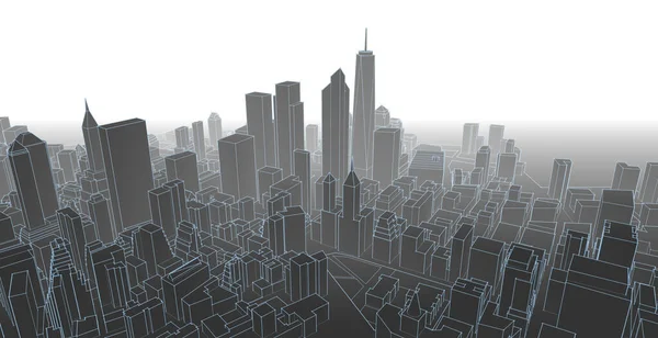 modern city panorama, 3d illustration