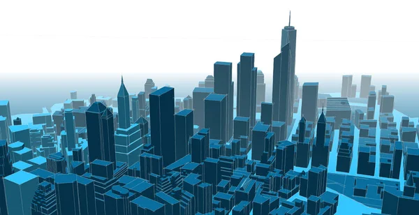 modern city panorama, 3d illustration