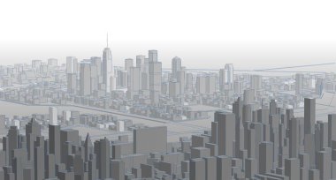 modern city panorama, 3d illustration