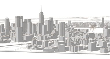 modern city panorama, 3d illustration