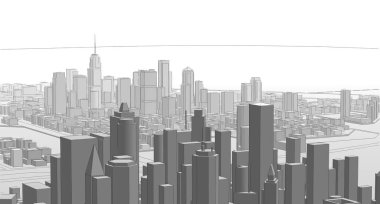 modern city panorama, 3d illustration