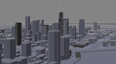 modern city panorama, 3d illustration