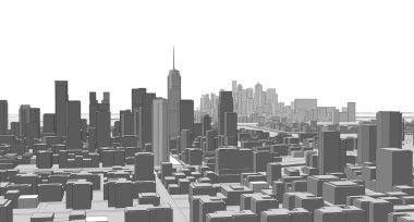 modern city panorama, 3d illustration