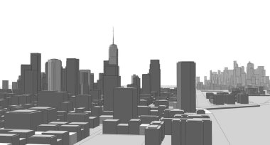 modern city panorama, 3d illustration