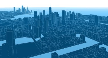 modern city panorama, 3d illustration