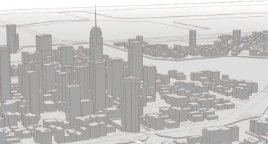 modern city panorama, 3d illustration