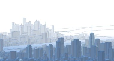 modern city panorama, 3d illustration