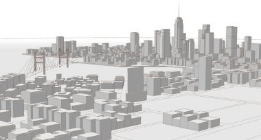 modern city panorama, 3d illustration