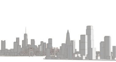 modern city panorama, 3d illustration
