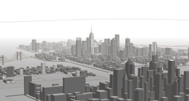 modern city panorama, 3d illustration
