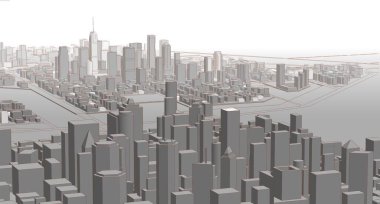 modern city panorama, 3d illustration