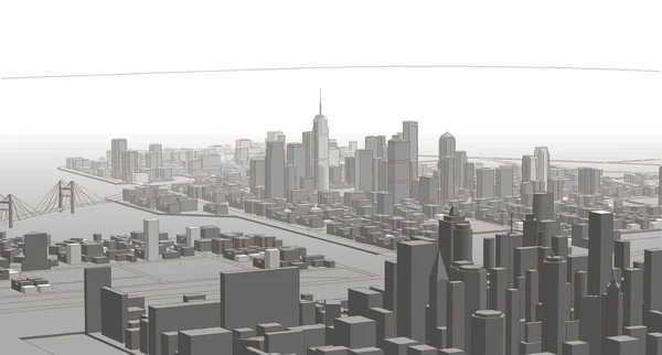 Modern City Panorama Illustration — Stockfoto