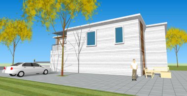 ev mimarisi çizimi, 3d web illüstrasyonu