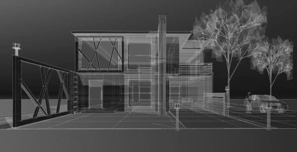 House Architectural Sketch Web Illustration — Stock Photo, Image