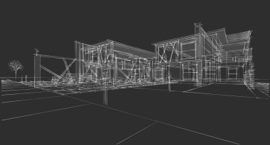 konut mimari kulübesi 3D illüstrasyon