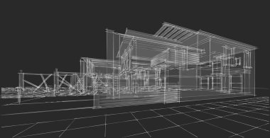 konut mimari kulübesi 3D illüstrasyon