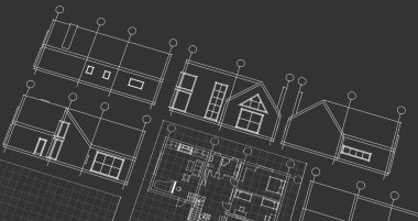 ev mimarisi projesi çizimi 3d illüstrasyon