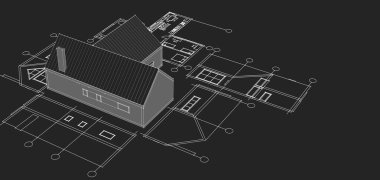ev mimarisi projesi çizimi 3d illüstrasyon