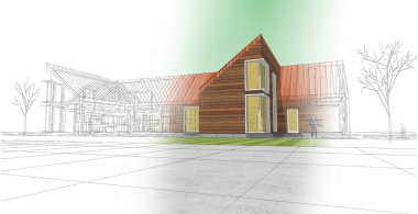 konut mimari kulübesi 3D illüstrasyon