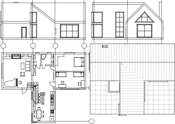 Arquitectura Casa Plan Ilustración — Archivo Imágenes Vectoriales