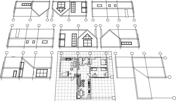 Arquitectura Casa Plan Ilustración — Archivo Imágenes Vectoriales