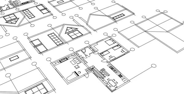 Architectuur Huis Plan Illustratie — Stockvector