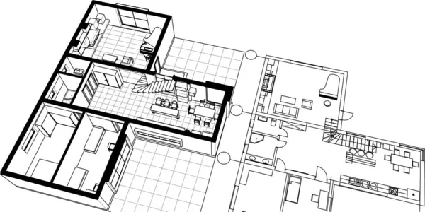Arquitetura Casa Plano Ilustração — Vetor de Stock