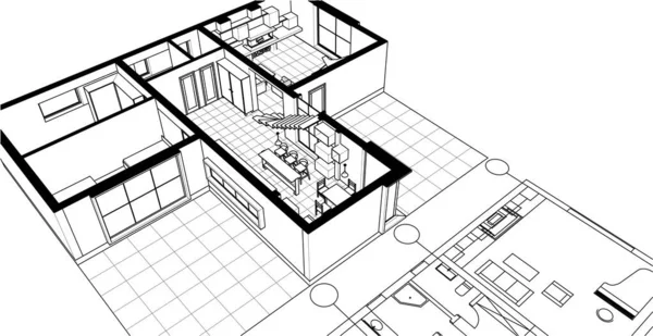 Architektur Haus Plan Illustration — Stockvektor