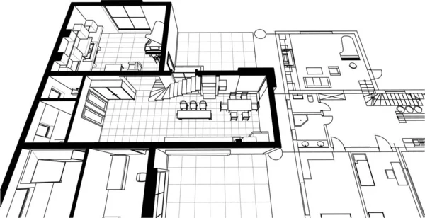 Architektur Haus Plan Illustration — Stockvektor