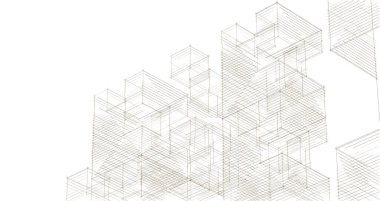 soyut modüler mimari 3d illüstrasyon