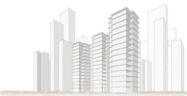 şehir soyut mimarisi 3D illüstrasyon