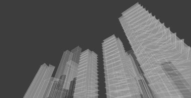 şehir soyut mimarisi 3D illüstrasyon