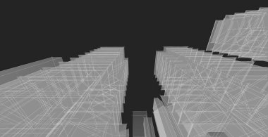 şehir soyut mimarisi 3D illüstrasyon
