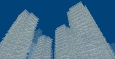 şehir soyut mimarisi 3D illüstrasyon