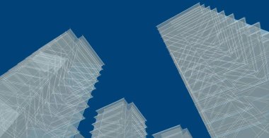 şehir soyut mimarisi 3D illüstrasyon