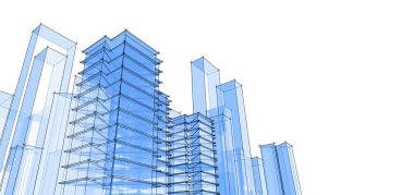 şehir soyut mimarisi 3D illüstrasyon