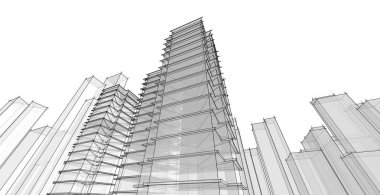 şehir soyut mimarisi 3D illüstrasyon