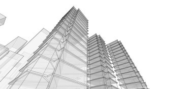 şehir soyut mimarisi 3D illüstrasyon