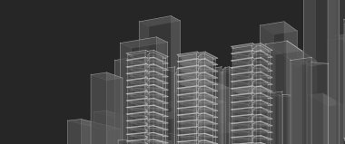 şehir soyut mimarisi 3D illüstrasyon