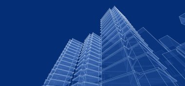 şehir soyut mimarisi 3D illüstrasyon