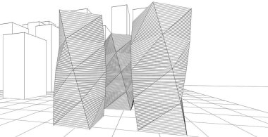 soyut mimari şehir 3D illüstrasyon