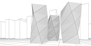 soyut mimari şehir 3D illüstrasyon