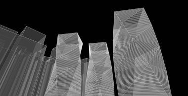 soyut mimari şehir 3D illüstrasyon