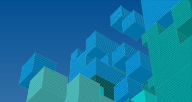 soyut modüler mimari 3d illüstrasyon