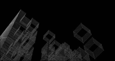 soyut modüler mimari 3d illüstrasyon