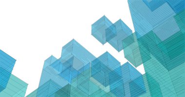 soyut modüler mimari 3d illüstrasyon