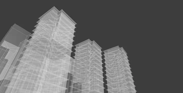 城市抽象建筑3D插图 — 图库照片