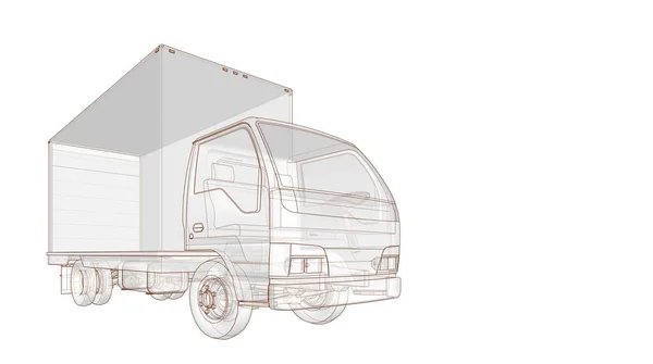 トラックのスケッチ3Dシンボルイラスト — ストック写真