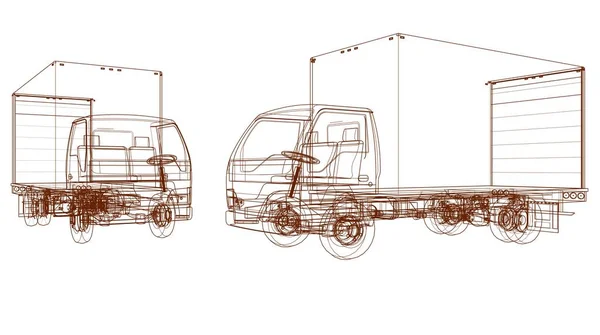 Szkice Samochodów Ciężarowych Symbol Ilustracji — Zdjęcie stockowe