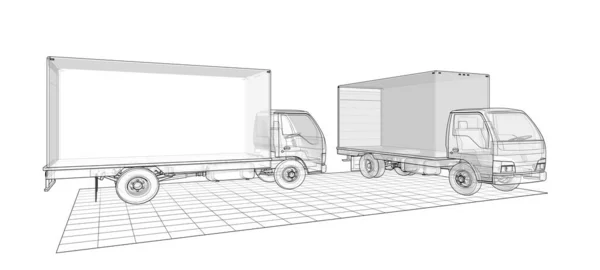 Caminhão Esboços Símbolo Ilustração — Fotografia de Stock